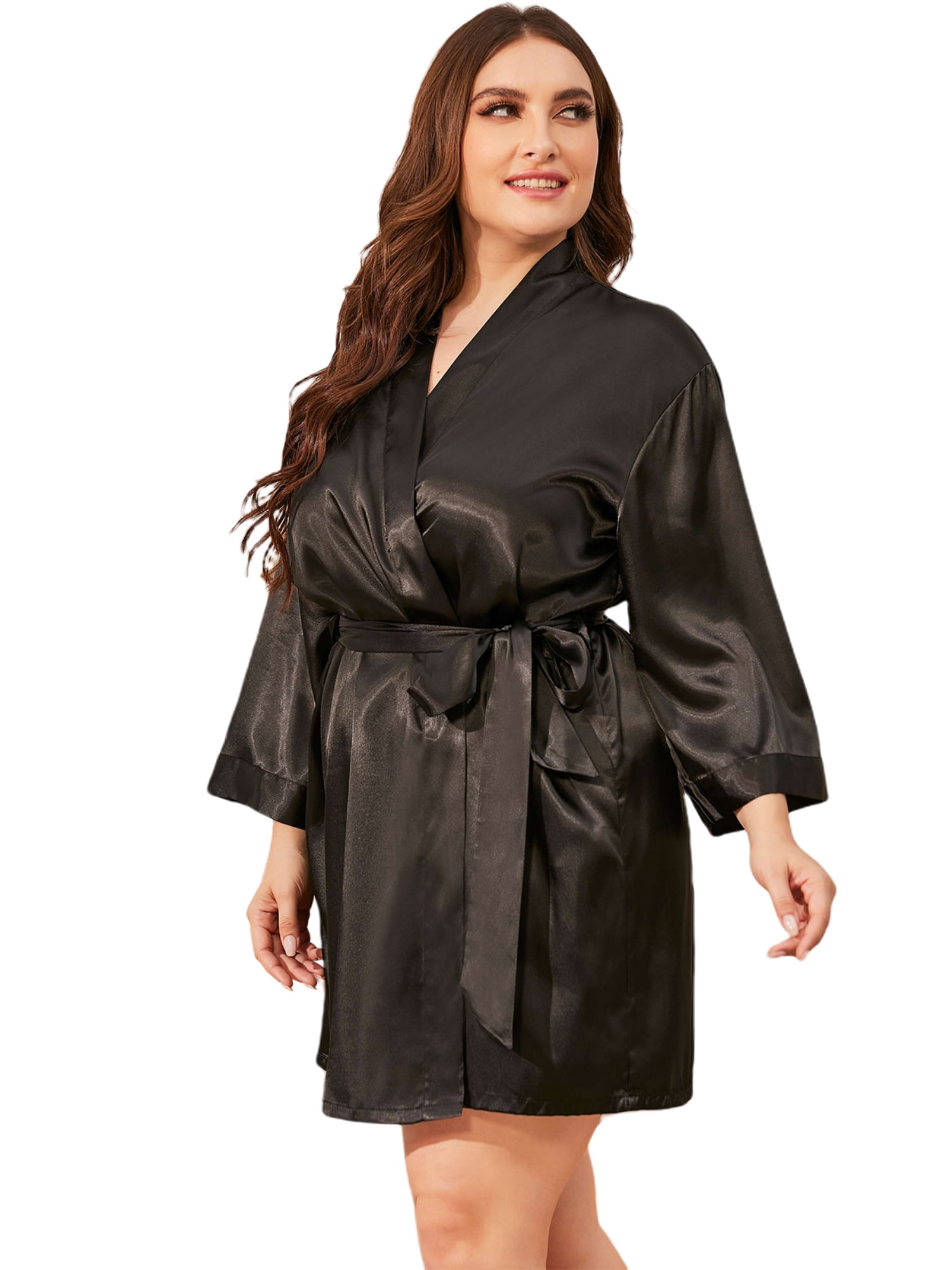 Long Black Satin Robe - 1930s Hollywood-Inspired Luxury - What Katie Did